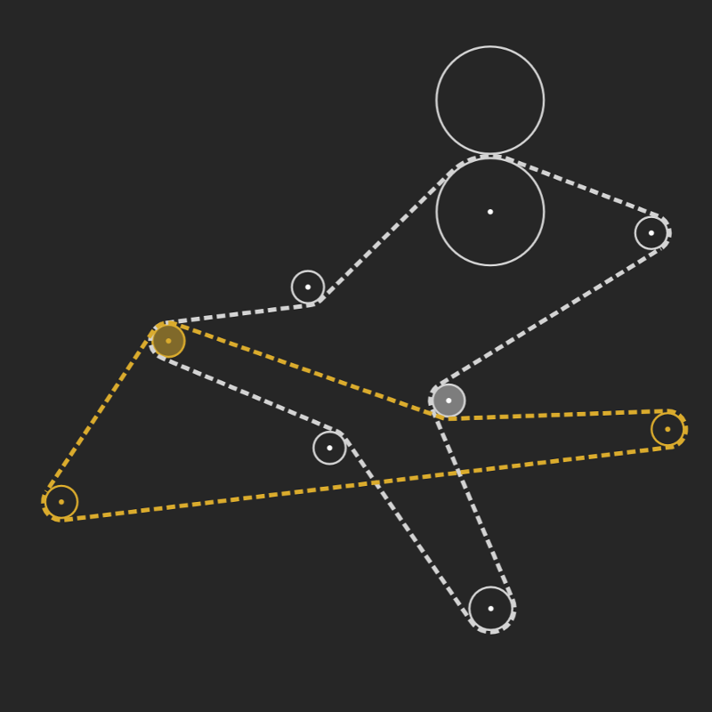 Show continuous belts winding by circular rollers