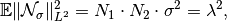 \mathbb{E} \|\mathcal{N}_\sigma\|_{L^2}^2
= N_1 \cdot N_2 \cdot \sigma^2 = \lambda^2,