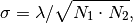 \sigma=\lambda/\sqrt{N_1\cdot N_2},