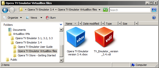 The Opera TV Emulator .vbox and .vdi files from the extracted package.