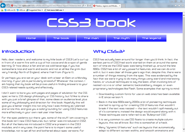 a simple two column layout provided as a fallback for browsers that don't support CSS regions.