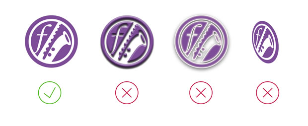 Four similar music-related icons. The first one is simple and flat, and more effective than the other three, which have drop shadows, glow effects and distortion