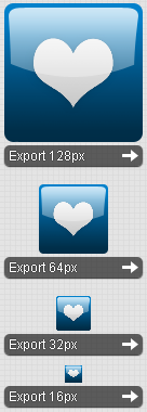 The icon export buttons