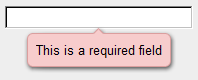 Opera's client-side validation in action, showing an error for a required field that was left empty