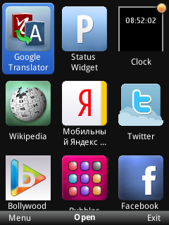 Screenshot of the Widget manager on S60