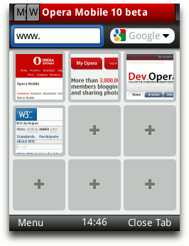 Opera Mobile 10 beta UI