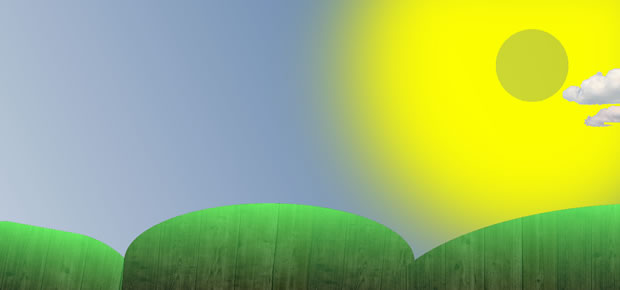 a sunrise landscape scene, created mostly just using CSS
