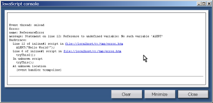 This is the JavaScript Console. It collects the errors happening on all pages during browsing and is a very useful debugging tool.