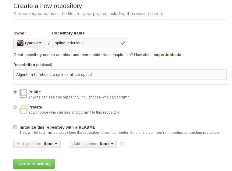 How to create a new repository. Image from https://help.github.com/articles/create-a-repo