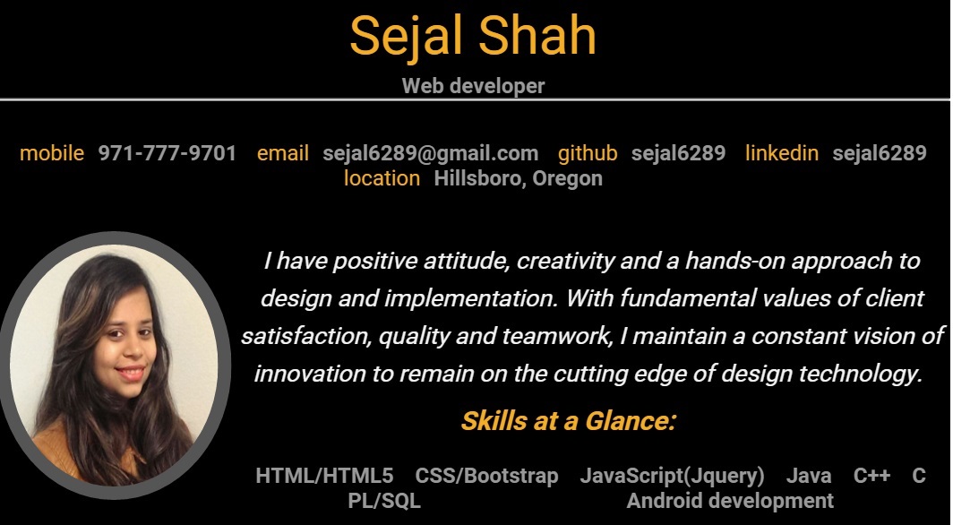 Sejal Resume