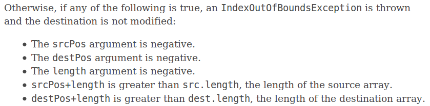 System.arraycopy() API Definition