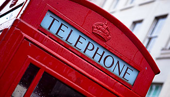 A red, London telephone booth
